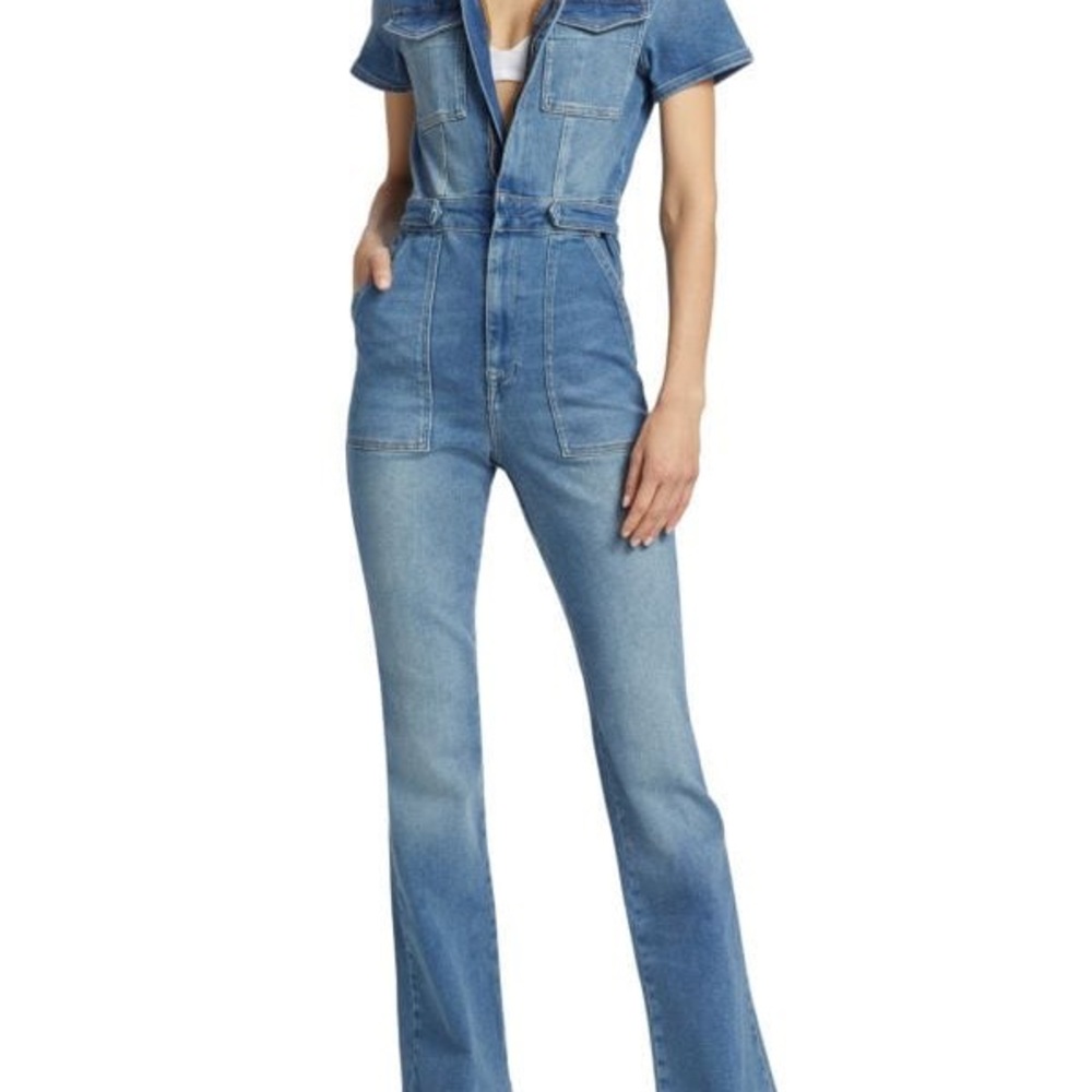 GOOD AMERICAN Fit For Success Stretch Denim Jumpsuit